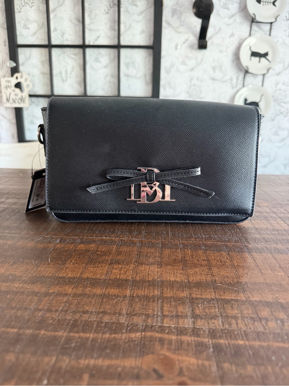Badgley Mischka Black Crossbody Bag with Bow Accent - NWT
